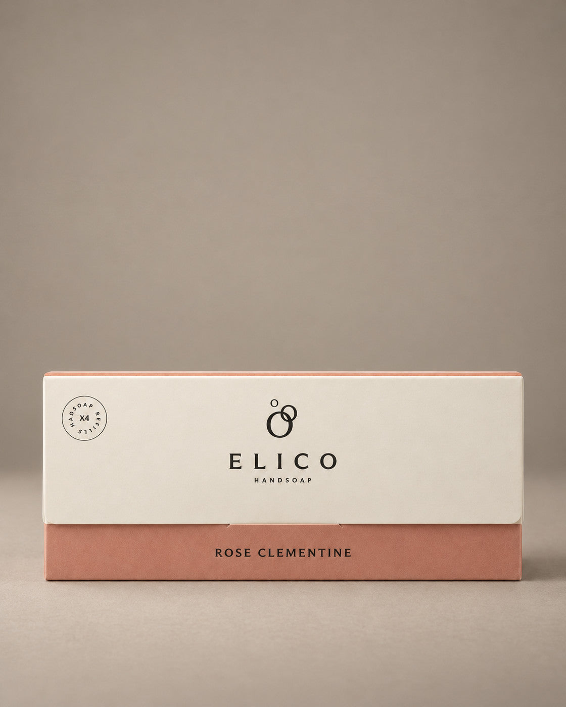 Elico handtvål refills 4-pack Ros & clementin, stängd kartong