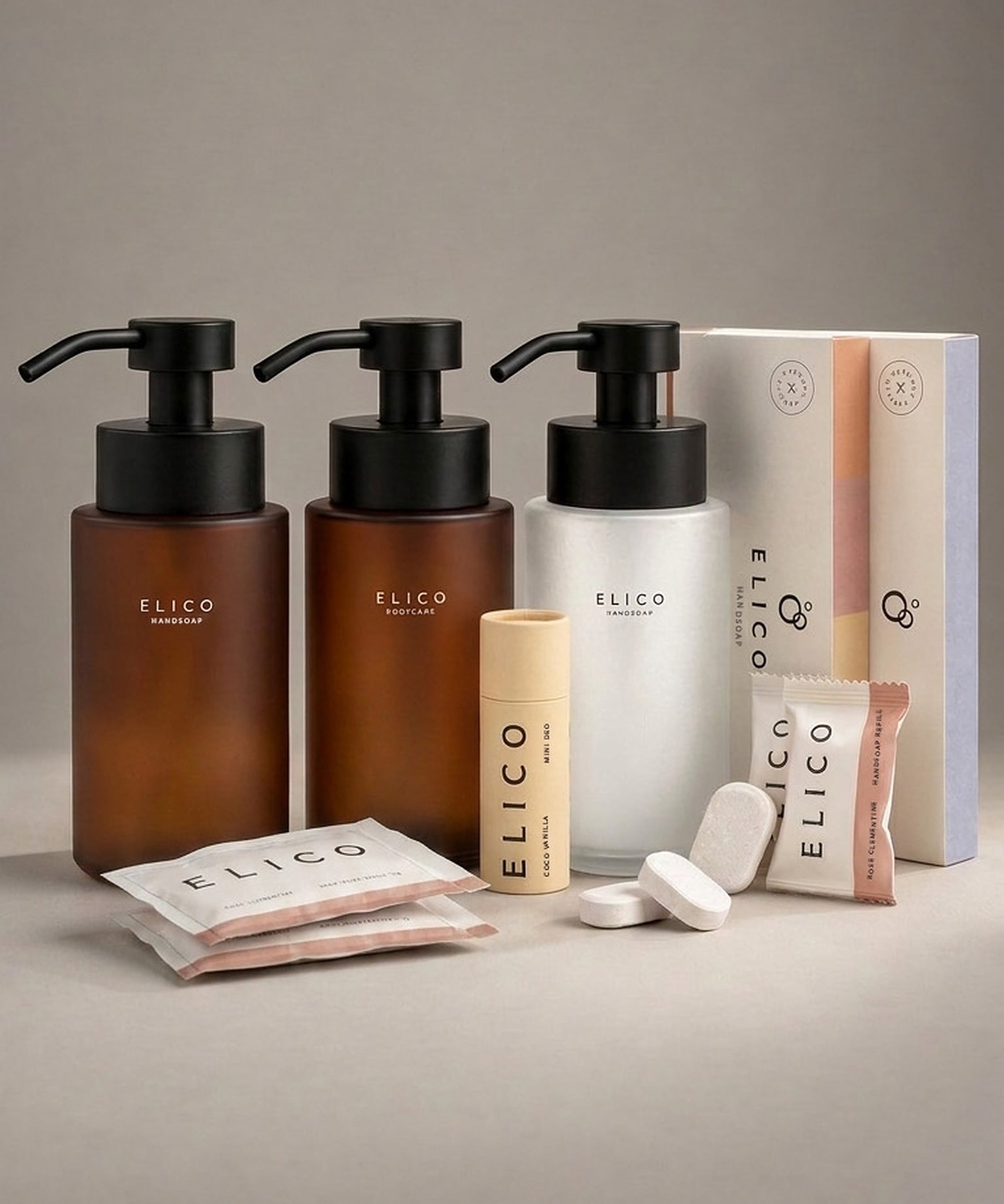 Hela hemmet: tre dispensrar i glas, refills, body wash och en Mini Deo